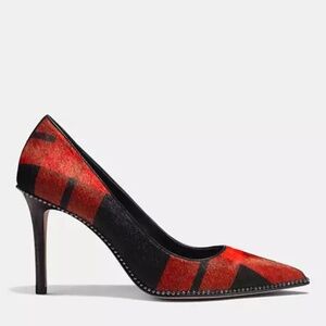 COACH $238 Tamara Plaid Calf Hair Heels 11